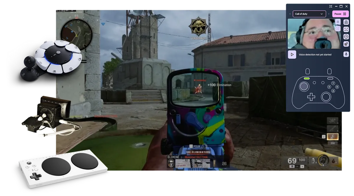 Call of Duty controlled with QuadStick and PlayAbility