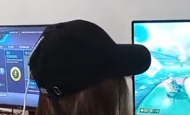 A cap-mounted setup for head movements.